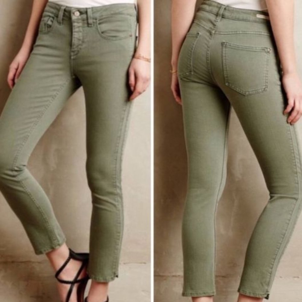 Pilcro Olive Green Denim Skinny Jeans